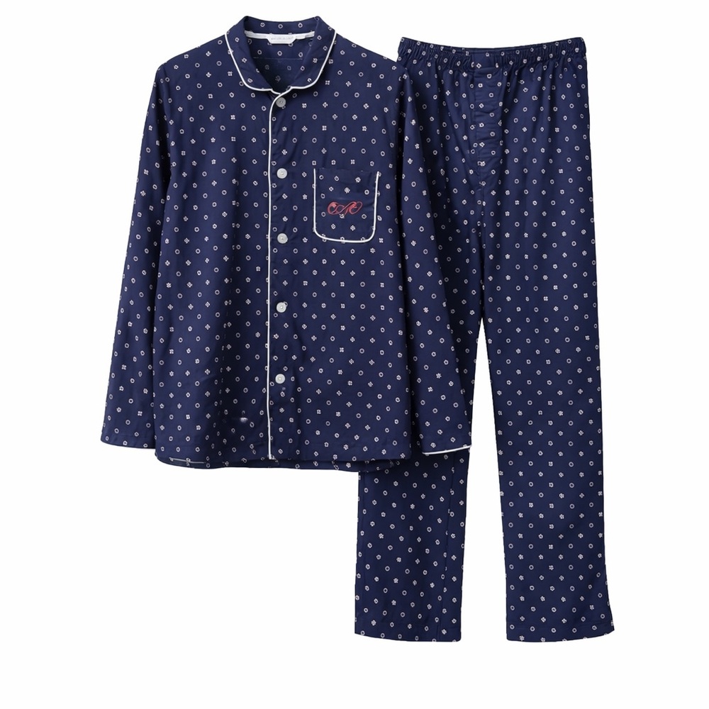 Derek Rose Nelson 86 Cotton Pajama Set Men’s XL‎ Navy Luxury